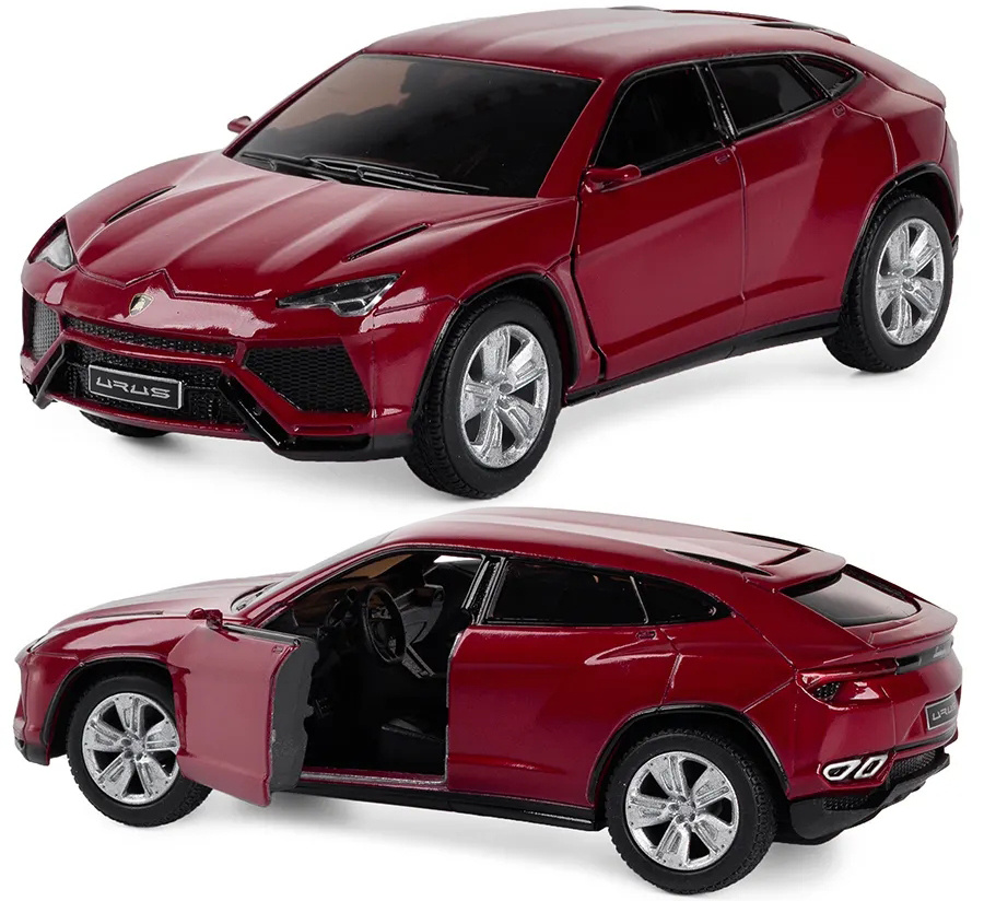 Машинка металлическая Kinsmart 1:38 Lamborghini Urus 5368DKT инерционная, двери открываются / Бордовый #1