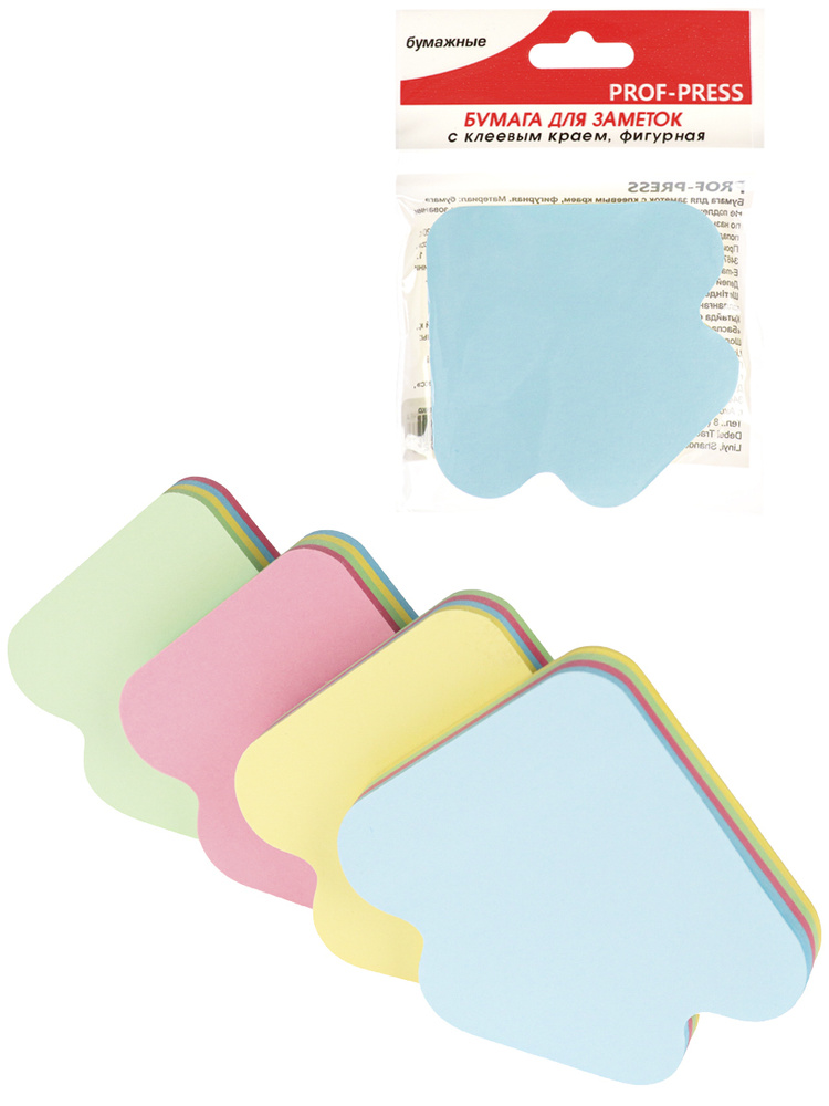 Бумага для заметок с клеевым краем, prof-press, стрелочка, четыре ...
