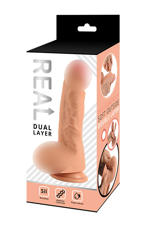 Реалистичный фаллоимитатор REAL Dual Layer, dual silicone, 14 х 4 см. #1