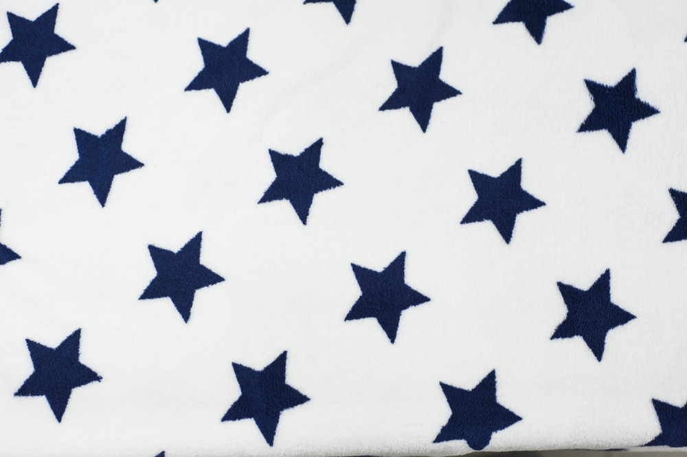 Ткань для шитья Велсофт принт Синие звезды. Отрез ткани 1 м * 150 см (длина 1 м, ширина 150 см), 100% #1