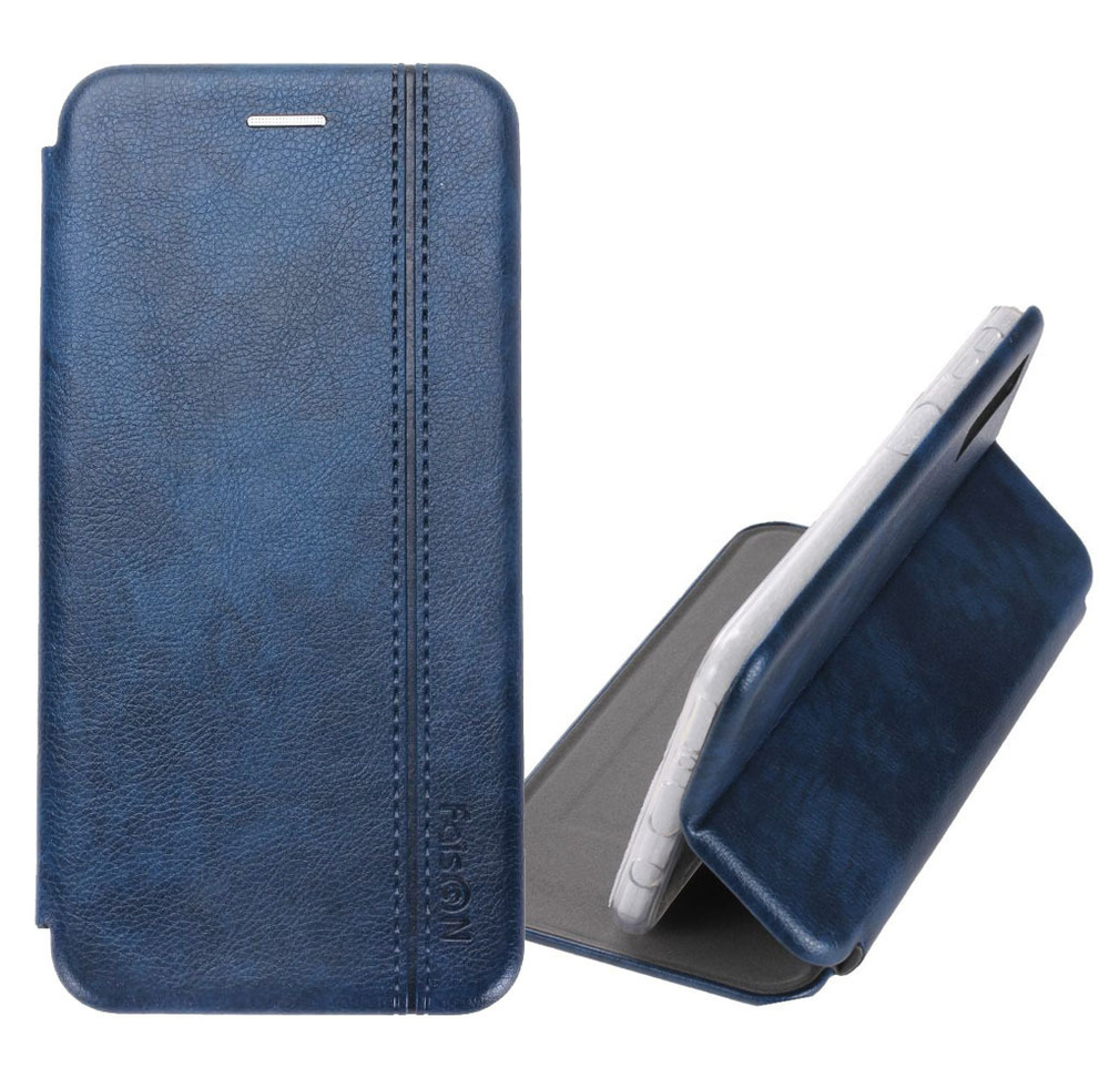 Чехол-книжка для айфон 13 про / iPhone 13 pro, силикон/экокожа, магнитная застежка, подставка, синий #1