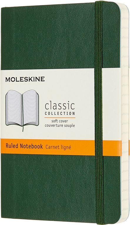 Блокнот в линейку Moleskine Classic Soft Pocket, А6, сшитый, полиуретан, 96 л, зеленый  #1