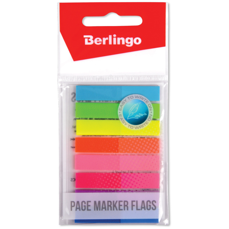 Клейкие закладки пластиковые Berlingo, 8 цветов неон по 20л., 45x8мм (LSz_45080), 24 уп.  #1