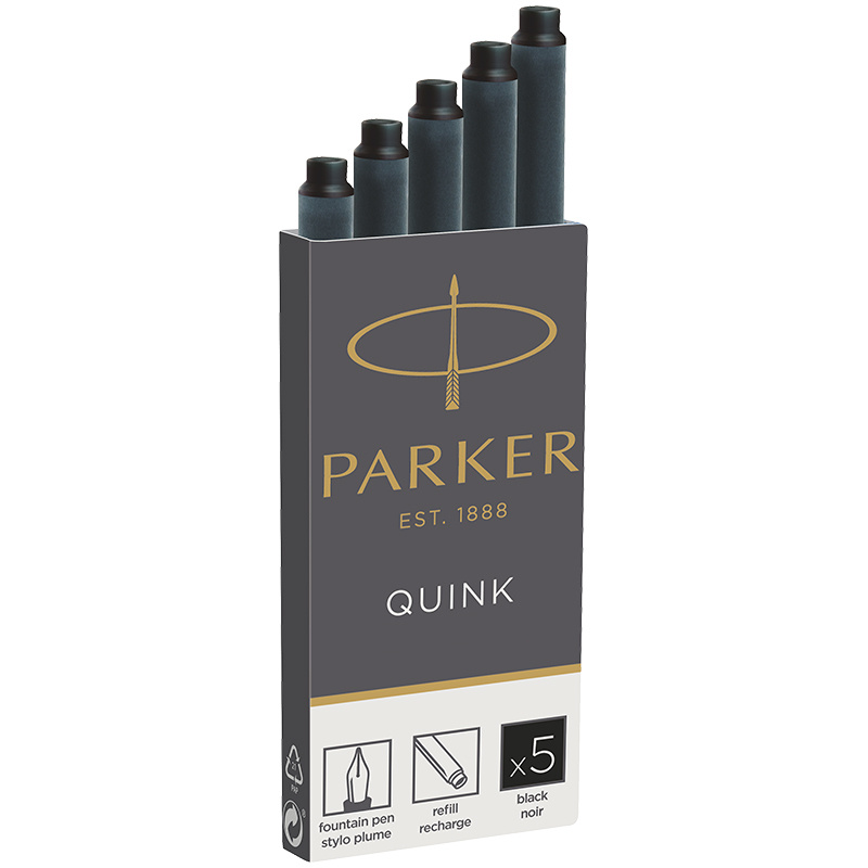 Картриджи чернильные для перьевых ручек Parker "Cartridge Quink", черные, 5 штук  #1