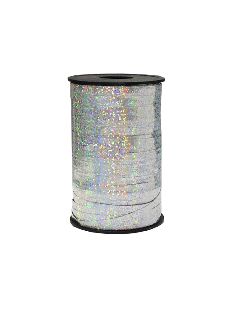 Лента упаковочная декоративная полипропиленовая Riota Северное сияние, Голография, серебро, 0,5 см*250 #1