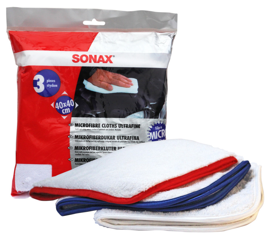 SONAX 450700 Салфетки из микроволокна для нежной финишной очистки (3 шт) SONAX Microfibre Cloth Ultrafine #1