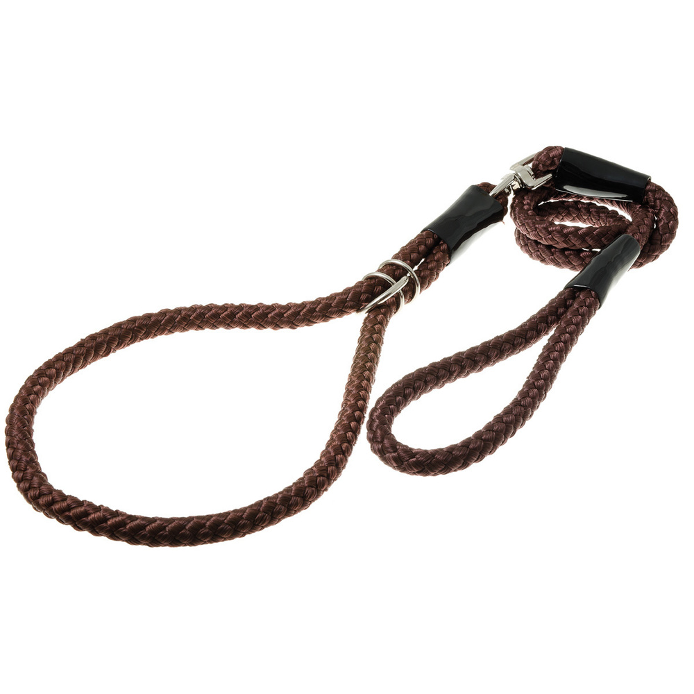Ринговка для собак, круглая с кольцом, обхват до 66 см, нейлон ширина 12 мм, длина 120 см, коричневая, #1