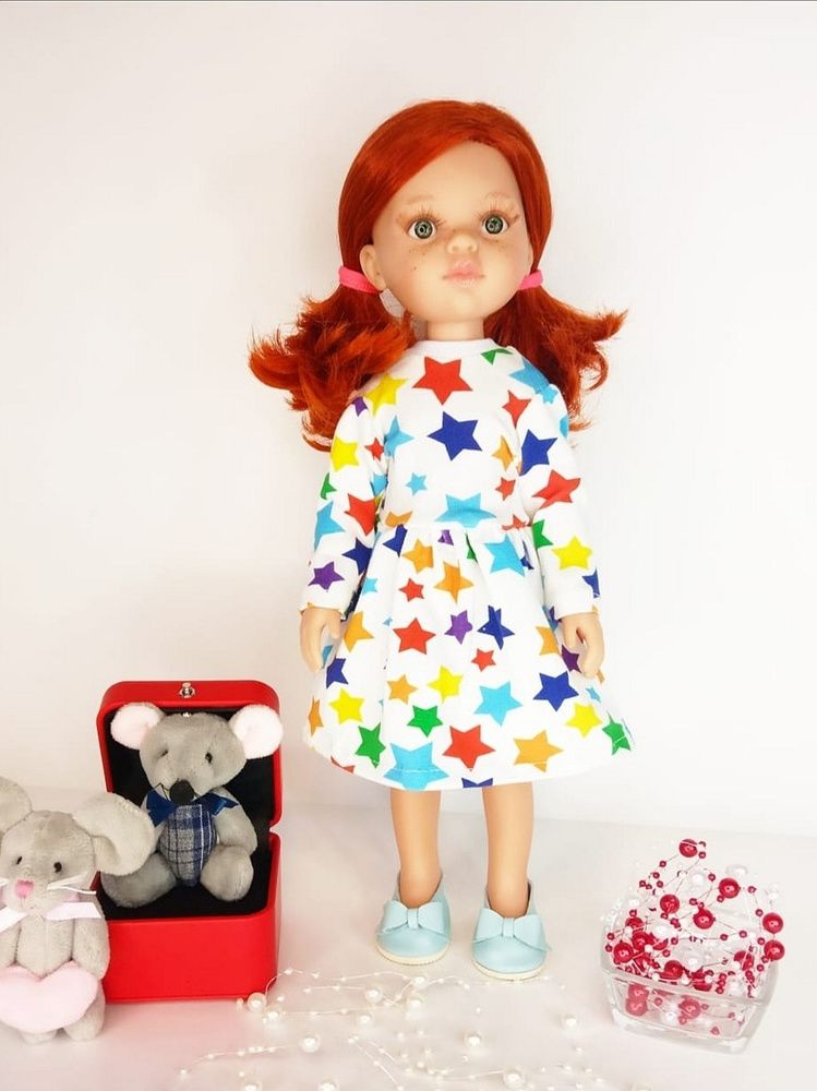 Платье трикотажное с длинными рукавами для куклы Паола Рейна.  #1