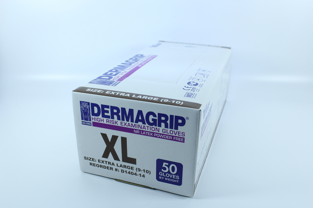 Перчатки Dermagrip HIGH RISK латексные неопудренные XL 25 пар ( 50 штук)  #1