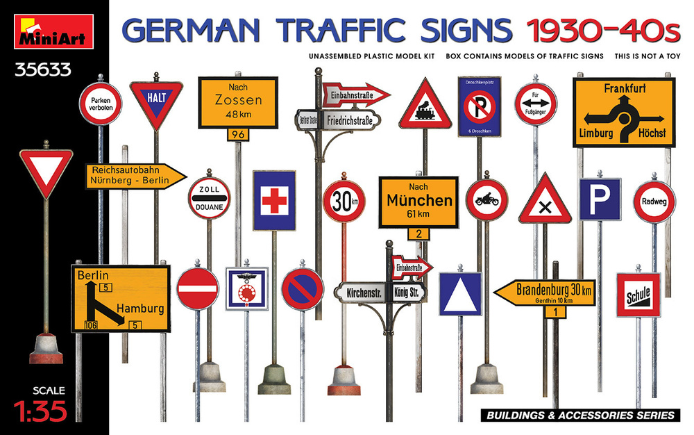 MiniArt Немецкие дорожные знаки (1930-40 годов), 1/35, Сборная модель  #1