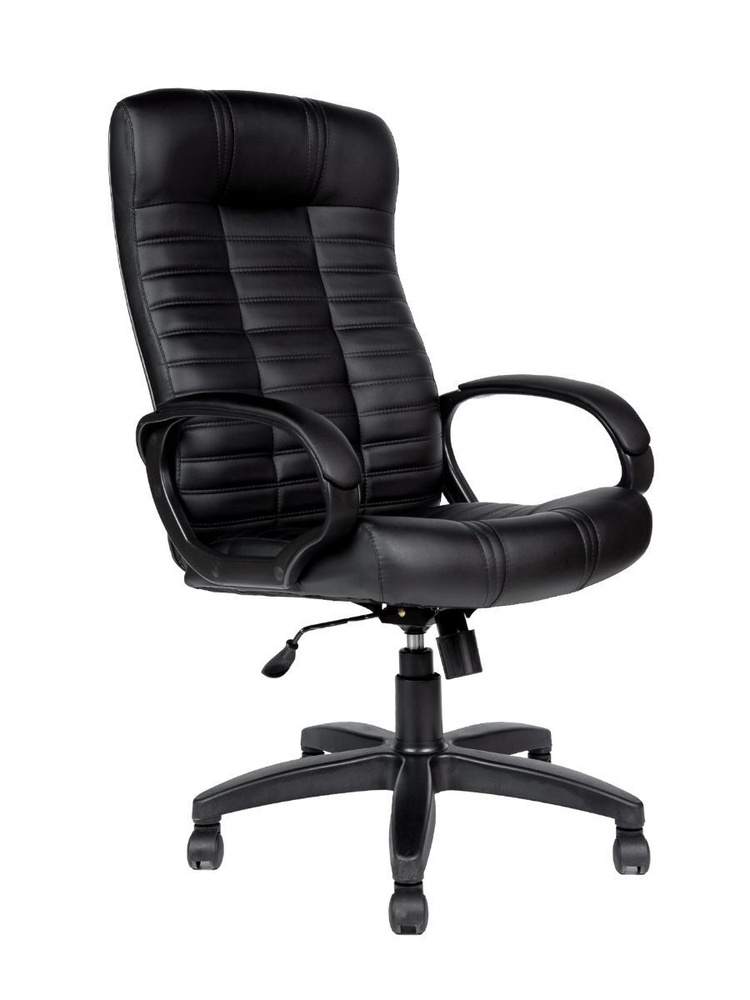 ЕвроСтиль Кресло руководителя Офисное кресло Атлант СОФТ Евростиль, Натуральная кожа, Черный  #1