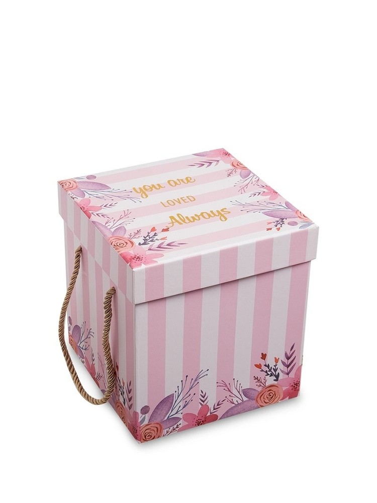 Коробка подарочная "Куб" розовая 19*17,5*17,5 см #1