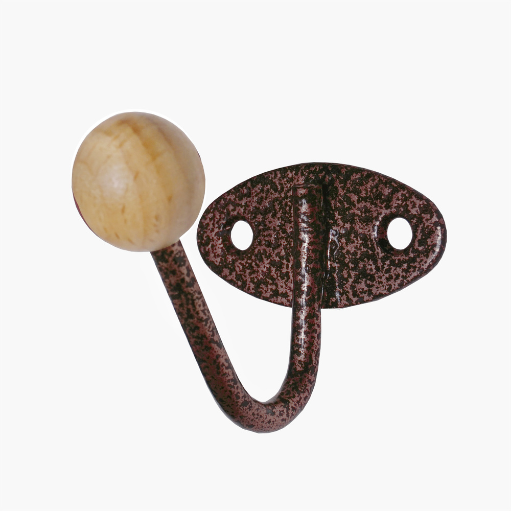 Крючок настенный с деревянным шариком КВД-1 медный антик  #1