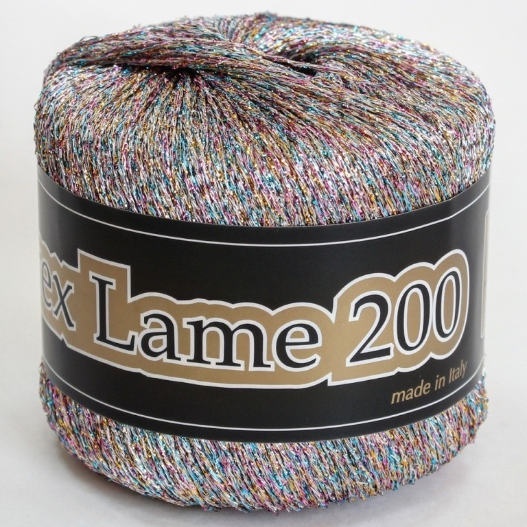 Пряжа Lurex Lame 200 (Люрекс Ламе 200) Seam 25 гр 200 м 5 мотков Цвет 960 мультиколор светлый  #1