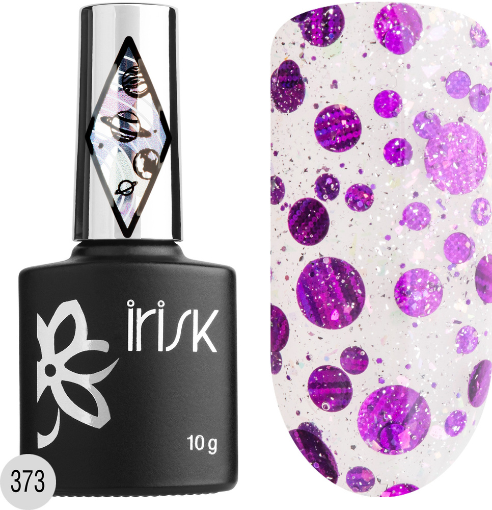 IRISK Гель лак для ногтей, для маникюра Zodiak, Оттенок №373 с фиолетовыми блестками, 10 мл.  #1