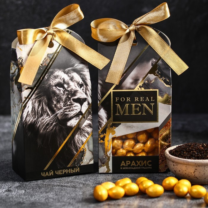 Набор For real man: чай чёрный 50 г., арахис в шоколадной глазури 100 г. /подарок мужчине / подарок на #1