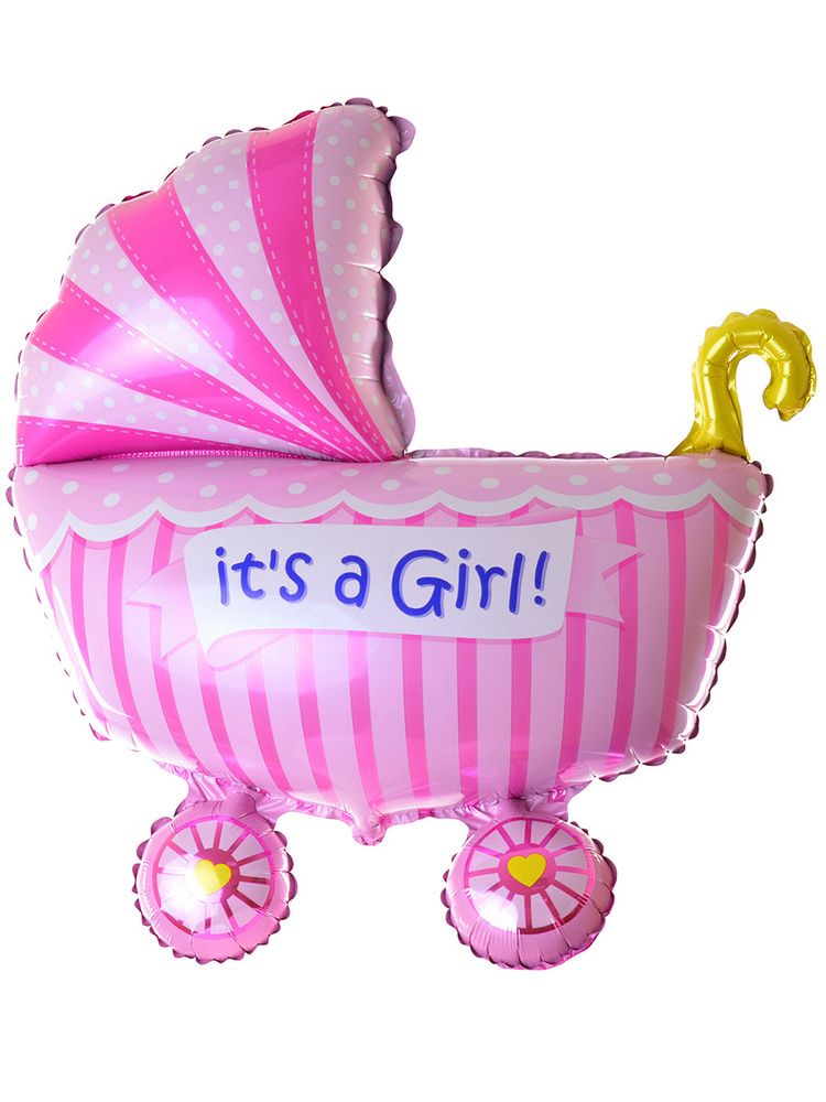 Воздушный шар фольгированный Flexmetal фигурный, Коляска детская, розовая, 89см  #1