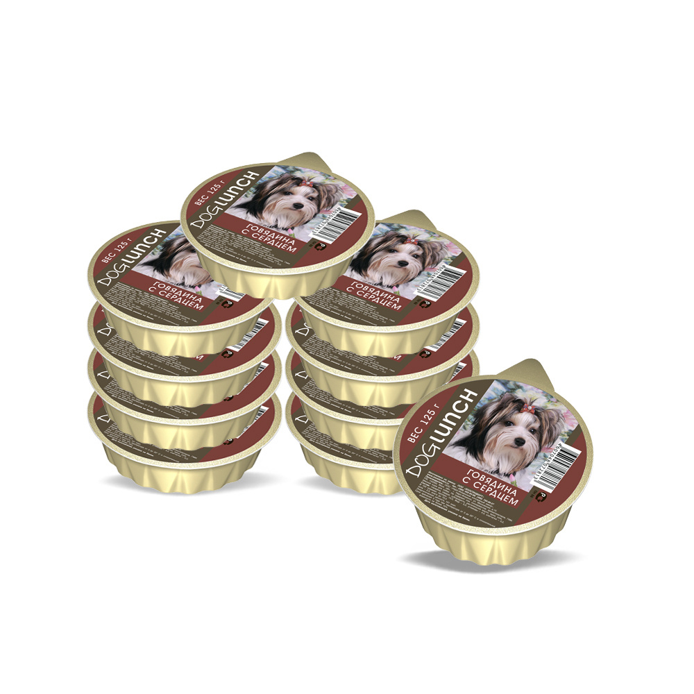 DogLunch консервы для собак крем-суфле Говядина с Сердцем ламистер 125г 10шт  #1