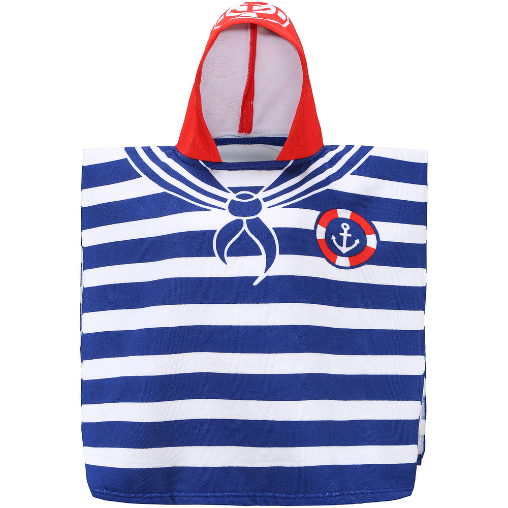 Полотенце детское с капюшоном Морячок Эврика / Халат полотенце пончо детский с принтом  #1