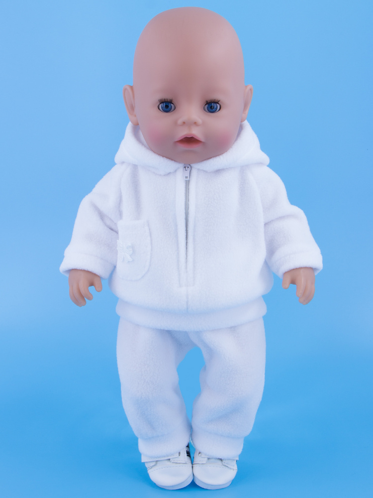 Одежда для кукол Модница Костюм из флиса для пупса Беби Бон (Baby Born) 43 см белый-белый  #1