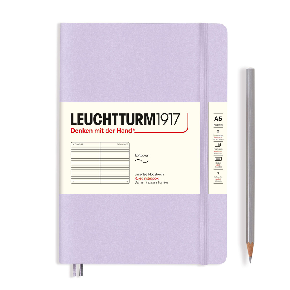 Блокнот Leuchtturm1917 A5, мягкая обложка, лиловый, в линейку + держатель для ручки Pen loop в подарок #1