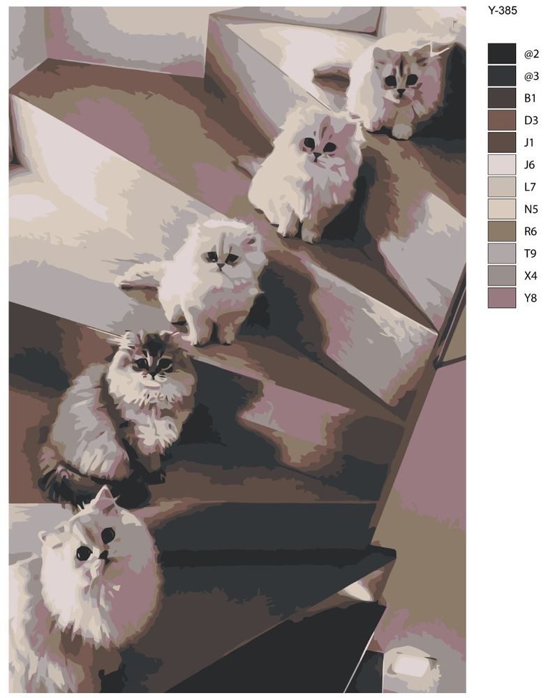 Картина по номерам Y-385 "Милые котята на лестнице" 40х60 #1