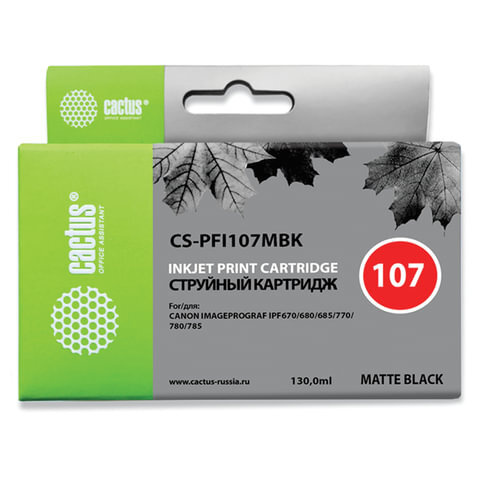 Картридж струйный CACTUS (CS-PFI107MBK) для CANON PF680/685/780/785, матовый черный  #1