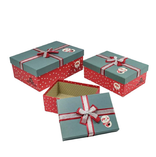 Набор подарочных коробок прямоугольной формы с бантом, "Снеговик" 3 шт (разноцветный)  #1