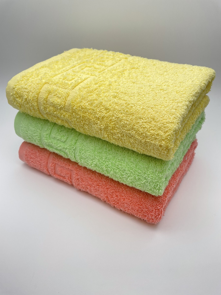 Набор полотенец для лица, рук или ног TM Textile, Хлопок, 50x90 см, желтый, коралловый, 3 шт.  #1