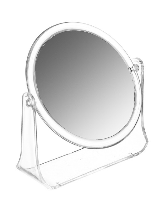 Зеркало настольное круглое, диаметр 14см, пластик прозрачный  #1