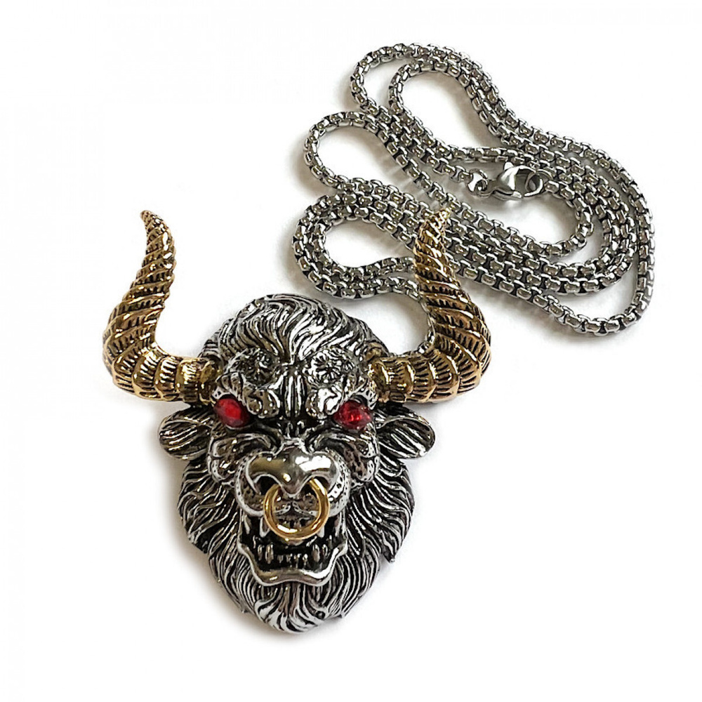 Ожерелье с подвеской король быка для мужчин в стиле панк  #1
