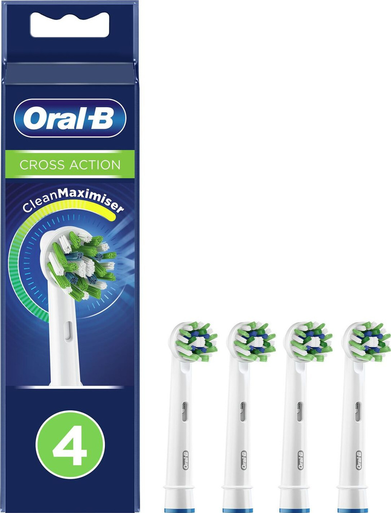 Насадки Oral-B Cross Action CleanMaximiser White для электрической зубной щетки, 4 шт., для тщательного #1