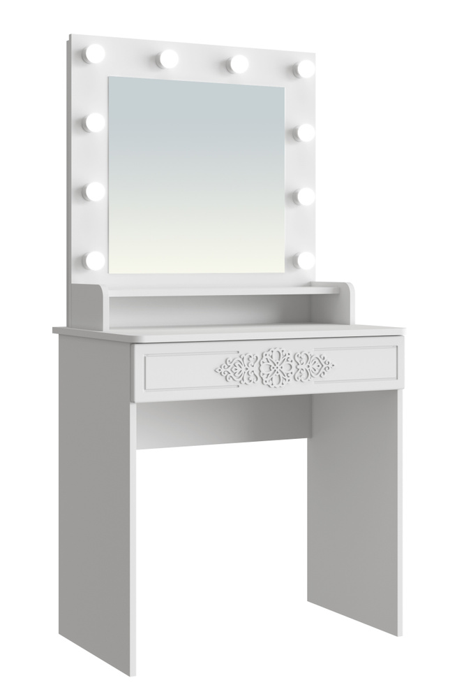 Туалетный стол с зеркалом и подсветкой Ассоль ТСН-4 белое дерево  #1