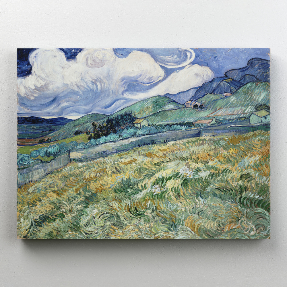 Интерьерная картина на холсте, репродукция "Пшеничное поле с кипарисом - Винсент Ван Гог" размер 80x60 #1