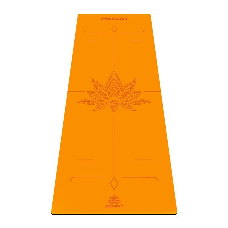 Коврик для йоги и фитнеса нескользящий каучуковый - Lotos Orange / Арт Йогаматик  #1