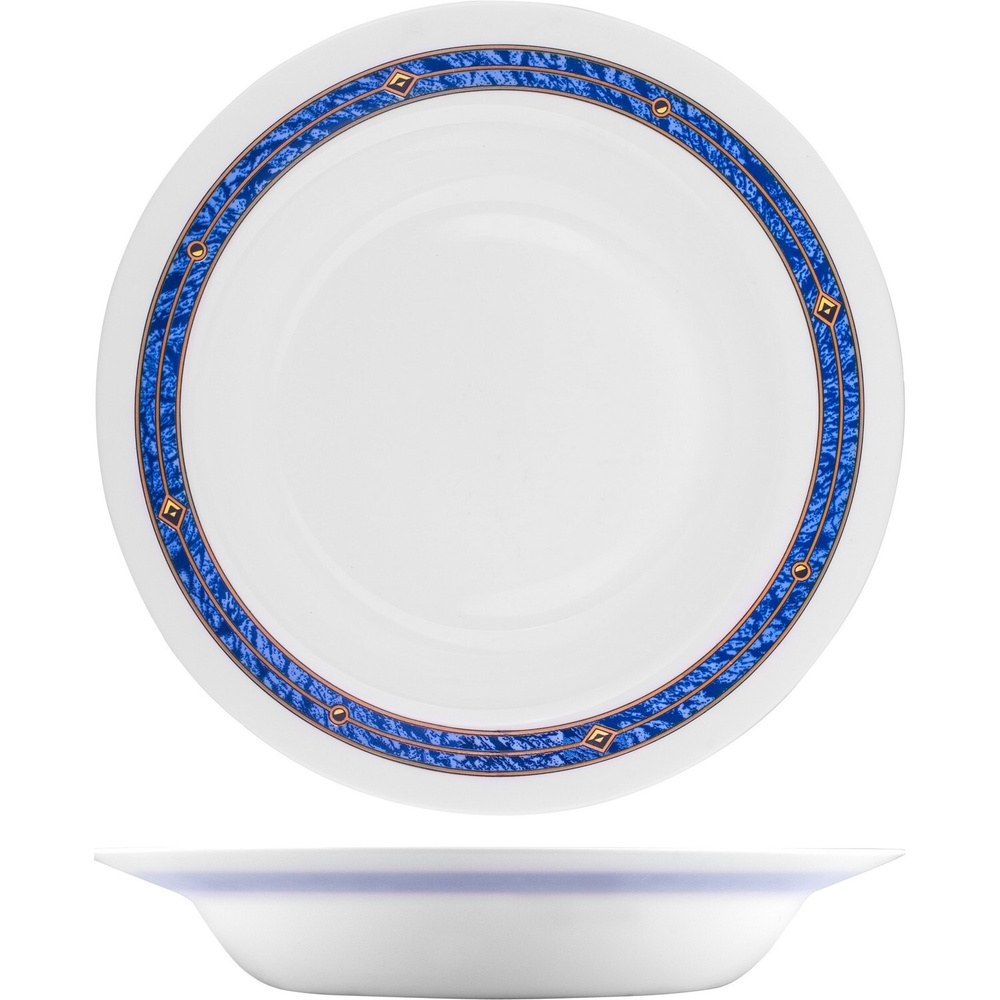Блюдо Bormioli Rocco Астрал круглое глубокое 291х291х68мм, стекло, белый-синий  #1