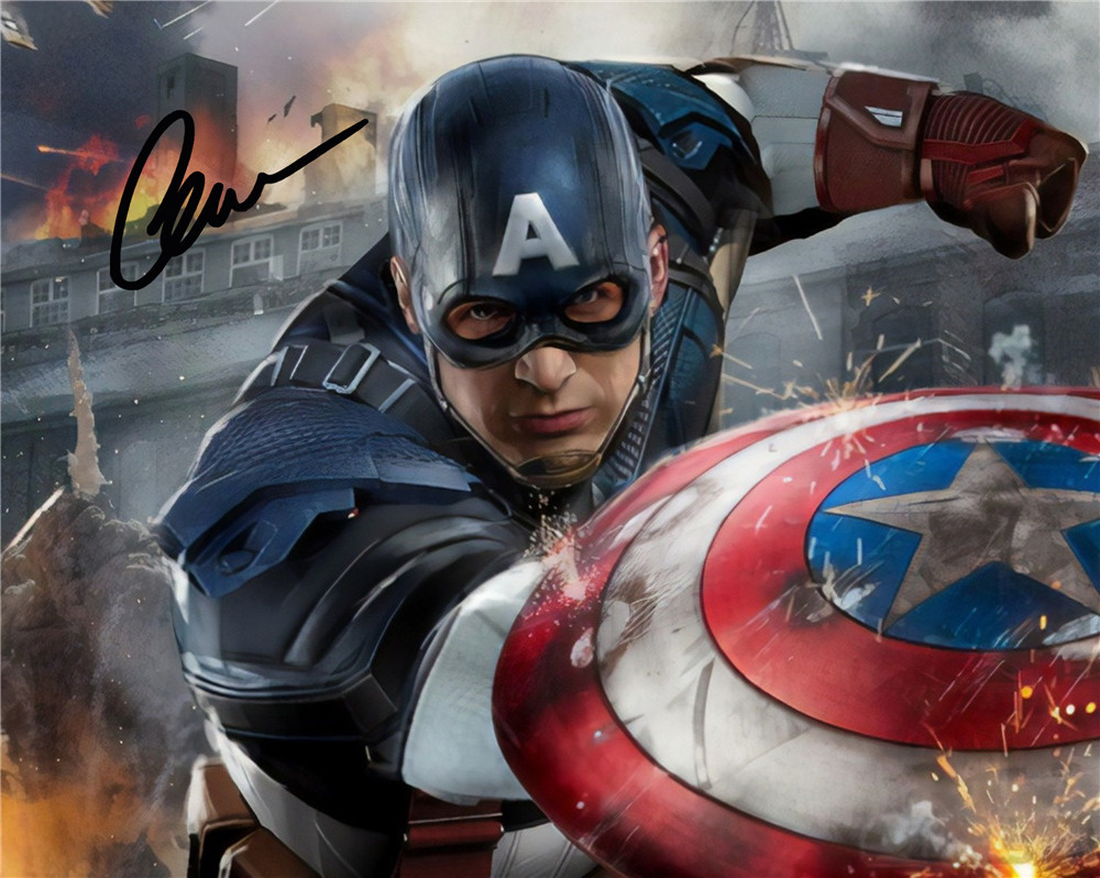 Автограф Крис Эванс Капитан Америка Марвел - Автограф Chris Evans Captain America Marvel - Фото с автографом, #1