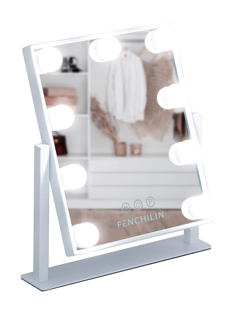 Профессиональное зеркало c подсветкой для макияжа 30х25 см настольное , DC117-7 серия HOLLYWOOD от FENCHILIN #1