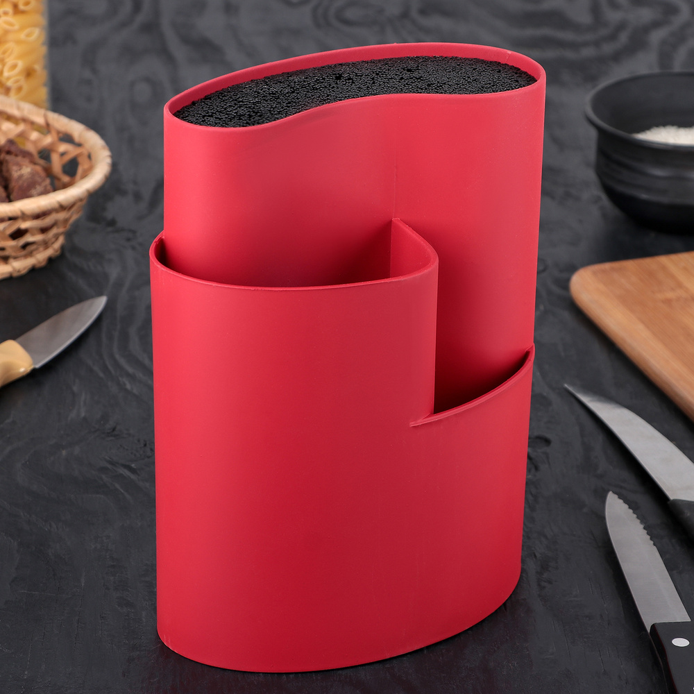 Подставка для ножей и столовых приборов "Нео", размер 18х11 см, цвет красный  #1