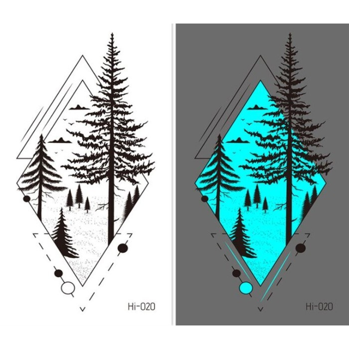Татуировка на тело фосфорная "Еловый лес" 10,5х6 см #1