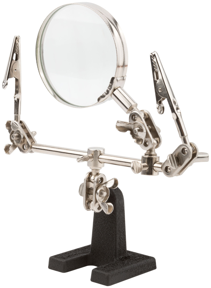 Держатель для пайки зажим третья рука для плат с лупой (3х) d 62 мм ...