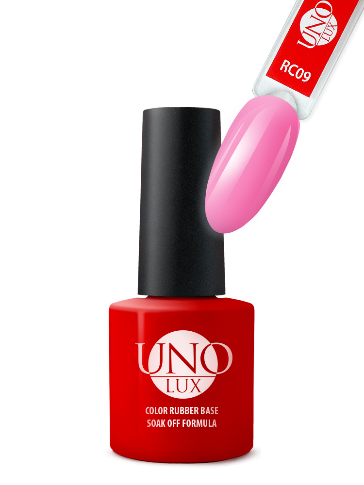 UNO LUX, Цветное базовое покрытие Color Rubber Base RC09 / камуфлирующая база для ногтей  #1