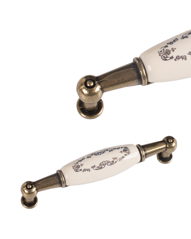 Мебельные ручки 96 мм "Savona" скоба старая бронза и кремовый (2 ШТУКИ)  #1