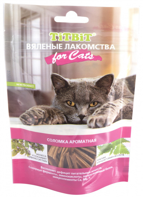 Лакомство TiTBiT Вяленые лакомства для кошек, соломка ароматная, 40 г  #1