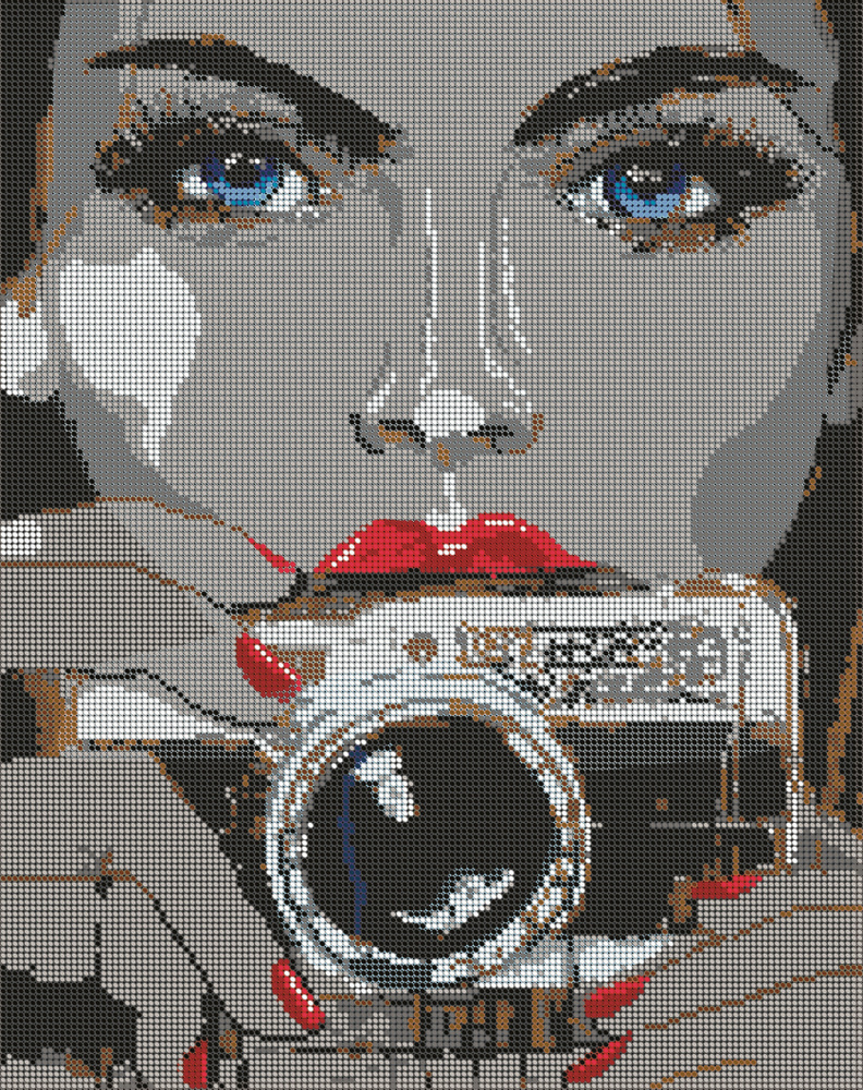 Набор для вышивания чешским бисером Вышивочка, картина "Девушка фотограф "30*38 см  #1