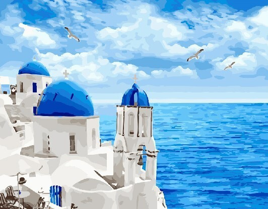 Картина по номерам ВанГогВоМне 40х50 на подрамнике Эгейское море  #1