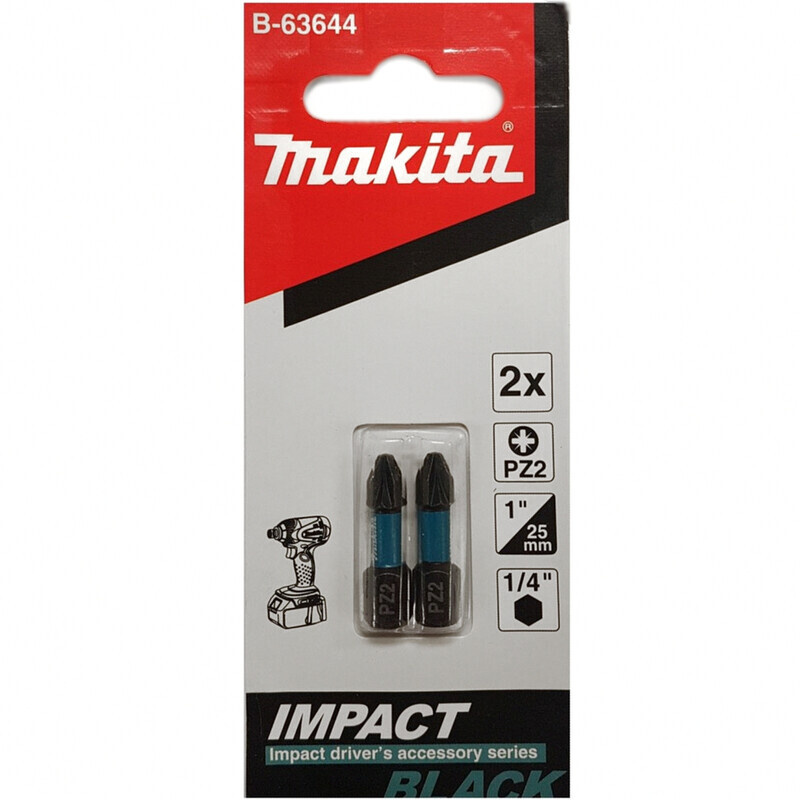 Бита Impact Black PZ2, 25 мм, C-form, 2 шт Makita B-63644 #1