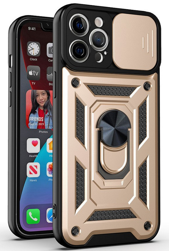 Чехол противоударный armors для Apple iPhone 14 Pro Max / Айфон 14 Про Макс с защитой камеры (Золотой) #1