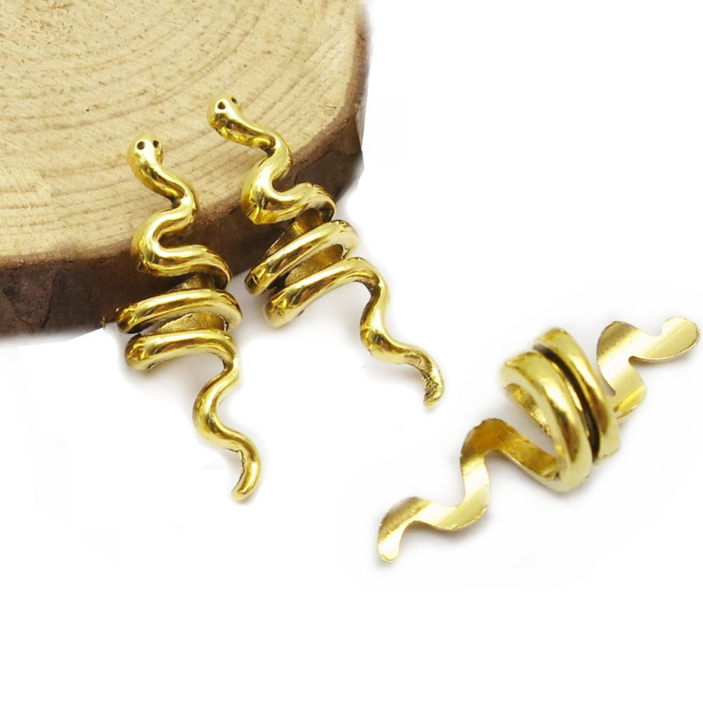 Кольцо для волос и бороды Змейка, цвет золото, 6,0 мм, 3 шт #1