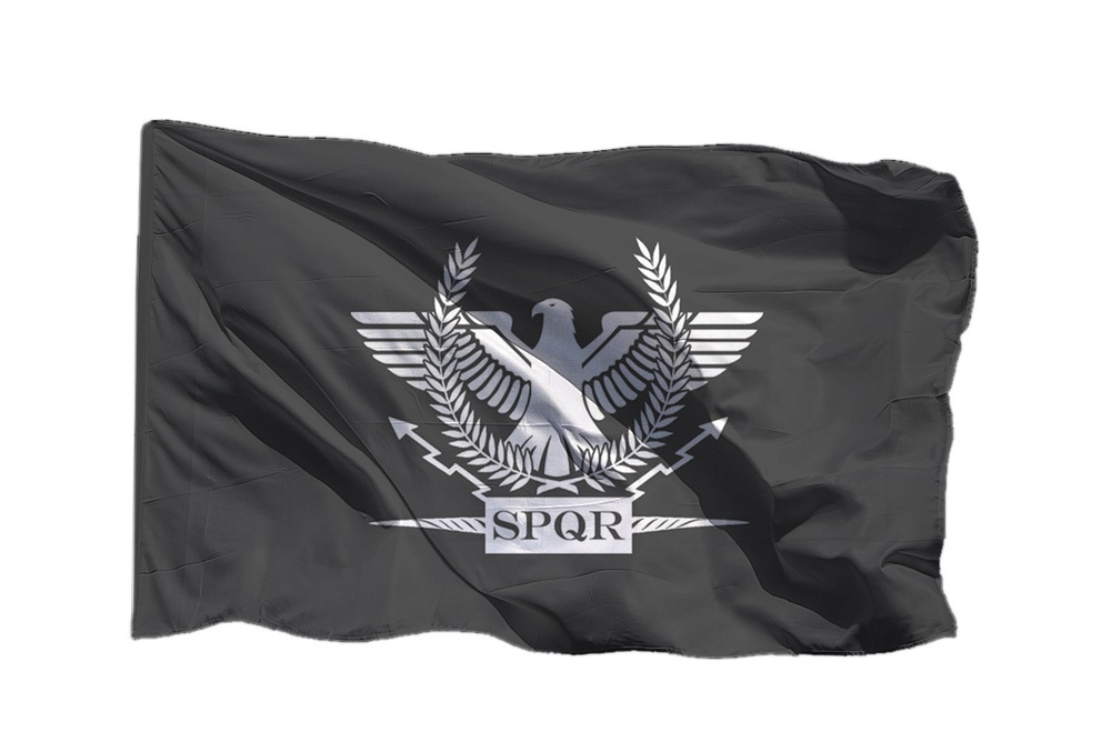 Флаг римского легиона SPQR на шёлке, 90х135 см - для ручного древка  #1